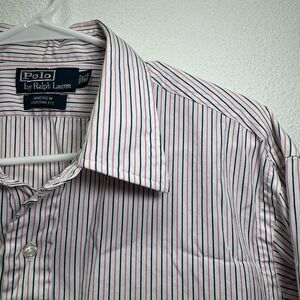 Polo Ralph Lauren Dress Shirt Andrew Custom Fit 16 1/2 34/35 Tapered Pink Stripe